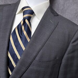 J Hilburn Sport Coat 42R Slim European Custom Gray Check Plaid Portugal Blazer